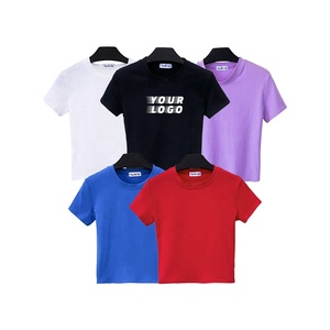 T-shirt à manches courtes pour femmes, haut court de haute qualité, Logo personnalisé, vente en gros, OEM/ODM - Product Image 1