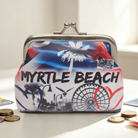 Porte-monnaie souvenir de voyage imprimé avec fermoir à pression métallique, petite pochette à rouge à lèvres en cuir PU pour cadeau touristique, logo personnalisé