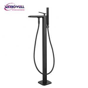 High Quality Popular Freestanding Bathtub <strong>Faucet</strong> Gunmetal Bathroom Floor Mixer Bathtub <strong>Faucet</strong> Shower <strong>Bath</strong> Mixer Tap - Product Image 3