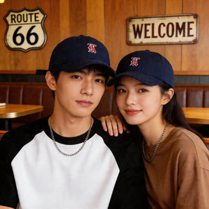 Korean Style <b>Baseball</b> <b>Cap</b> <b>Navy</b> Blue 3D Embroidered Letter Unisex Couple Fashion Duckbill <b>Cap</b> - Product Image 1