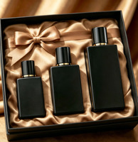 Flacons de parfum en verre noir mat de luxe 30ml 50ml 100ml, flacons vaporisateurs vides rechargeables avec bouchon doré pour l'emballage de parfums