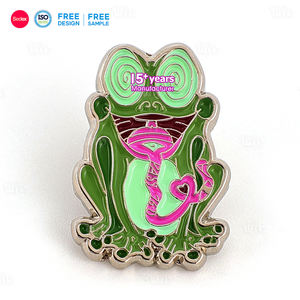 工厂定制锌合金金属别针徽章个性化动物青蛙标志胸针衣服帽子头巾促销礼品别针 - Product Image 1