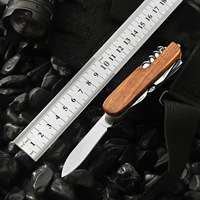 11-in-1 Multifunktionswerkzeug, faltbares Taschenmesser mit Holzgriff, Outdoor-EDC-Werkzeug mit Messer, Schraubendreher, Säge, Öffner, Schere, Fensterbrecher