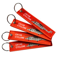 Porte-clés brodé personnalisé pour pilote d'avion, avec double logo brodé en tissu