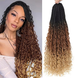 BELEZA Fábrica al por mayor Diosa Locs Caja desordenada Trenzas Crochet Bohemian Hair Curly Pre-Looped Boho <span class=keywords><strong>River</strong></span> Box Trenzado - Product Image 5