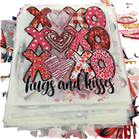 Transfert personnalisé en rouleau pour la Saint-Valentin, Cœurs XOXO DTF, Design en encre blanche Kawaii, Impression T Love, Embossage intégral pour vêtements, MOQ 1000 pièces