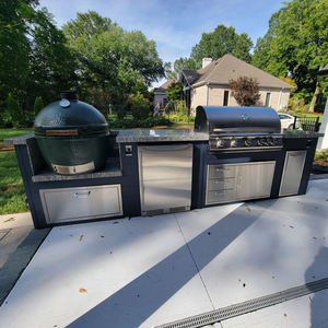 Îlot de <span class=keywords><strong>cuisine</strong></span> mobile portable avec roulettes, évier intégré en acier inoxydable, robinet, barbecue portable pour jardin, <span class=keywords><strong>cuisine</strong></span> extérieure - Product Image 1