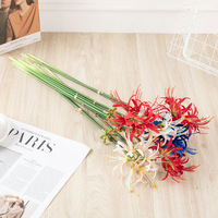 Bunga Sutra Buatan Berkualitas Tinggi Merah Spider Lily Manjusaka Flores Ukuran Kecil Desain Baru Grosir Bunga Pesta Natal Wisuda