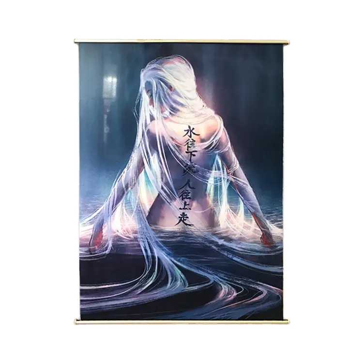 Custom Fabric Poster Hanging Japanese Anime Wall Hanging Scroll Poster For Home Decor Scroll Banner