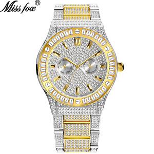 Men's Hip-hop Style Diamond-studded Luxury <b>Square</b>-shaped Large <b>Watch</b> <b>Face</b> Waterproof Quartz <b>Watch</b> - Product Image 4