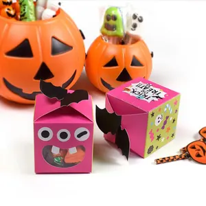 Özel Logo çeşitli şekil dekoratif cadılar bayramı hediye tatlı şeker katlanabilir kağıt ambalaj kutuları