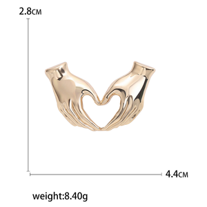 เข็มกลัดหัวใจสองมือรูปหัวใจเข็มกลัดท่าทางดั้งเดิมเครื่องประดับเสื้อสเวตเตอร์รูปหัวใจ - Product Image 6