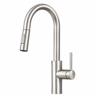 Robinet de cuisine moderne en acier inoxydable 304 nickel brossé à douchette extractible à double fonction et levier latéral, vente en gros