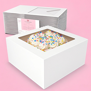 Hộp bánh tự động bật lên bán buôn, giấy trắng, bánh quy, bánh quế, bánh cupcake, bánh donut tùy chỉnh, hộp bánh tự động bật lên - Product Image 1