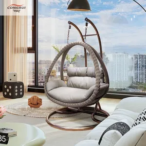 Кресло-качалка Congruishang: минималистичный дизайн, для улицы и дома, подвесное, в форме птичьего гнезда, из ротанга, одноместное/двухместное, для использования в помещении - Product Image 4