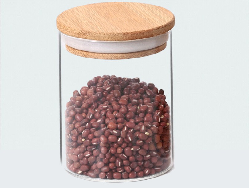 4 Pack with Airtight Bamboo Lid, 24 OZ  Food Storage Jar, Glass Kitchen Canisters glass jar with lid