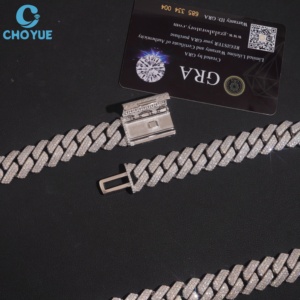 Collar de Cadena de Eslabones de 15 mm de Plata 925 con Baño de Rodio y Moissanita para Hombre, Estilo Hiphop, Joyería de Declaración Certificada GRA - Product Image 2