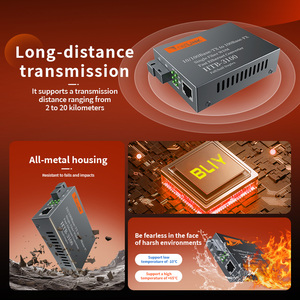 Convertidor de Medios Transceptor de Fibra Óptica HTB-GS-03, Convertidor de Fibra Única SC 100/1000M Monomodo, 1 Par - Product Image 2
