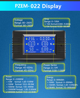 AC 6in1 220V 80V ~ 260V 100A Single Phase Digital Ampermeter Power Energi Pengukur Tegangan Volt Pengukur Amper Volt Watt Kwh Factor Meter Split CT