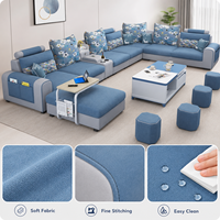 Ensemble de canapé multifonctionnel de luxe en forme de U, canapé d'angle en tissu, plusieurs sièges, détachable et lavable