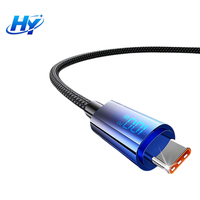 Câble de charge rapide 120W 6A avec affichage numérique, en nylon tressé, USB-A vers Type-C, C vers C, C vers Lightning
