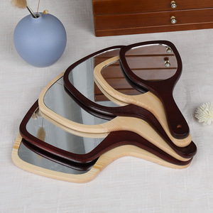 Miroir de maquillage portable avec poignée, miroir de maquillage créatif à main, miroir de toilette, miroir à main en bois massif, salon de beauté - Product Image 4