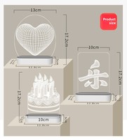 Base acrylique de forme de couronne de lumière chaude de lumière de l'illusion GL-T01 3D pour la décoration d'anniversaire à piles de décor de chambre à coucher