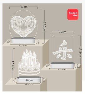 Luz LED de ilusión 3D, <span class=keywords><strong>Base</strong></span> acrílica con forma de corona, luz cálida, para decoración de dormitorio, Decoración de cumpleaños con pilas - Product Image 3
