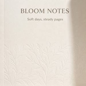 Carnet de notes personnalisé en papier spécial BLOOM NOTES, couverture botanique gaufrée crème mate, journal ligné à grille, papeterie - Product Image 4