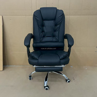 Chaise de bureau de luxe pivotante pour la maison, dossier haut, assise rembourrée, grande taille, ergonomique, en cuir PU, chaise de direction moderne avec base chromée