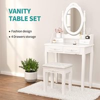 Table de toilette design moderne pour femme adulte avec miroir, table de toilette de maquillage, table de toilette blanche, maquillage