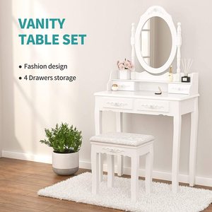 Table de toilette design moderne <span class=keywords><strong>pour</strong></span> femme <span class=keywords><strong>adulte</strong></span> avec miroir, table de toilette de maquillage, table de toilette blanche, maquillage - Product Image 2