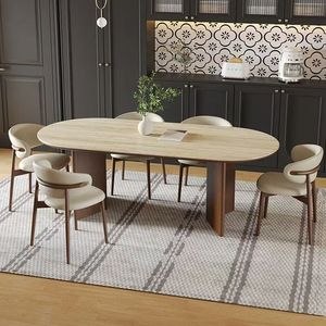 Juego de Mesa de Comedor Redonda de Madera Maciza de Nogal Moderno, Extensible y Convertible, con 8 Sillas para Restaurante, Hogar y <span class=keywords><strong>Cena</strong></span> - Product Image 4