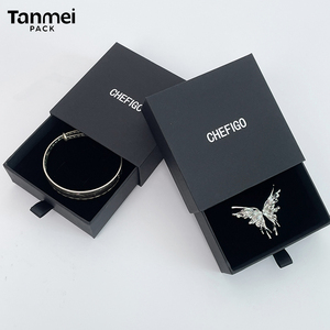 <b>Black</b> Luxury Drawer Style Custom logo Jewelry <b>Box</b> for Necklace and Earrings - Product Image 5
