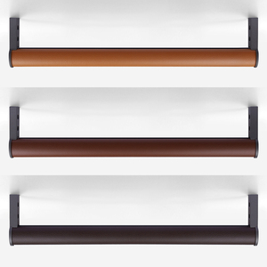 Barre de penderie ovale en cuir avec revêtement en cuir PU, en alliage d'aluminium, antidérapante, pour vêtements - Product Image 2