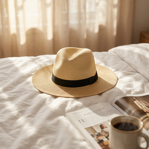 Chapeau de paille Panama souple avec nœud en ruban pour les voyages en plein air et une utilisation décontractée - Product Image 3