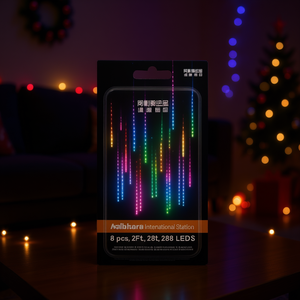 8PCs Meteor Lights 2 Ft Colorful 288 LEDs para iluminación de fiesta interior y exterior - Product Image 2