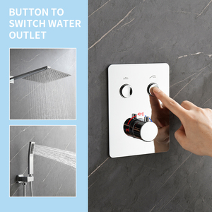 Robinet <span class=keywords><strong>de</strong></span> <span class=keywords><strong>douche</strong></span> thermostatique encastré à 2 fonctions avec panneau en verre blanc, <span class=keywords><strong>40</strong></span> ° Kit <span class=keywords><strong>de</strong></span> finition mural pour mitigeur avec conception anti-brûlure C - Product Image 4