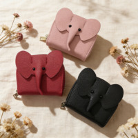 Portefeuille à cartes éléphant tendance 2026, adorable porte-monnaie en PU éléphant pour fille, mini porte-cartes éléphant Deltaa pour femmes