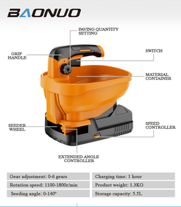 Épandeur de semences sans fil 21V, 5,5L, épandeur d'<span class=keywords><strong>engrais</strong></span> manuel pour pelouse, jardin, semis de sel, planteur portable alimenté par batterie - Product Image 2