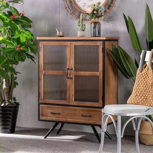 Solid Wood Frame American Retro Cabinet Pre-Assembled Cedar TV & Side Stand