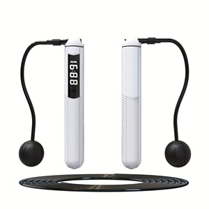 <span class=keywords><strong>Corde</strong></span> à <span class=keywords><strong>sauter</strong></span> intelligente avec poignée en PVC et câble en acier pour l'entraînement à domicile, suivi des calories et entraînement <span class=keywords><strong>cardio</strong></span> - Product Image 1