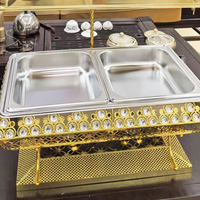 Plat à chafing en métal TIANXING à motif diamant, élégant et doré, chauffe-plats luxueux pour mariage, banquet, buffet