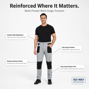 Reinforced <strong>Work</strong> <strong>Pants</strong> Stretch Side Waist Multi Pocket Contrast Cargo Trousers Knee Reinforcement <strong>Work</strong> Trousers OEM Custom Logo - Product Image 6