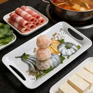 <span class=keywords><strong>Plateau</strong></span> rectangulaire en mélamine pour la récolte d'automne, 39*20,5 cm / 15,35 pouces x 8 pouces, avec poignées - Product Image 6