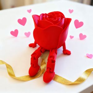 New American Style 3D Printed <b>PLA</b> Material Sitting Rose Movable Joints Valentine's Day Qixi Festival Home Desktop Decoration - Product Image 1