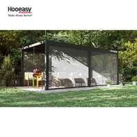 Pergola bioclimatique Hooeasy pour jardin extérieur, autoportante, avec stores latéraux à fermeture éclair, stores enrouleurs et toit à lames orientables