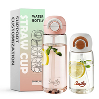 Bouteille d'eau de sport en plastique avec couvercle rebondissant, pour la gym et la motivation