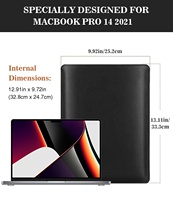 MoKo Utra Slim 14 pouces sac ordinateur étui Fliz étui en cuir PU pochette pour ordinateur portable pour MacBook Pro 14 pouces M3 M2 M1