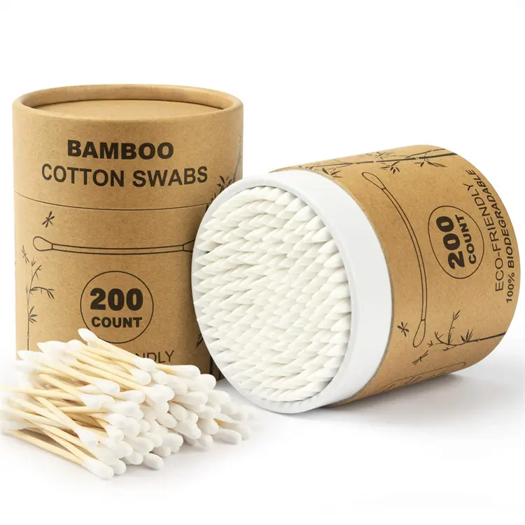 Bambus 100% hotel de limpeza de orelha biodegradável, eco friendly, bastão de cotonete de algodão, brotos de algodão de bambu para venda